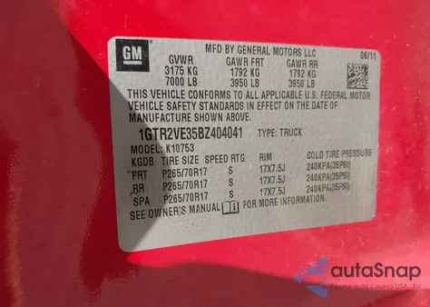 2011 GMC Sierra 1500 Sle z USA, uszkodzony, nr VIN 1GTR2VE35BZ404041